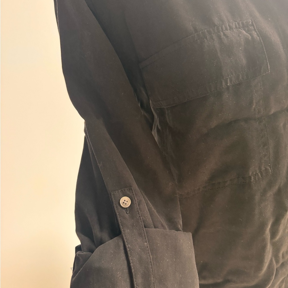 Women’s black button down lyocell cargo shirt. - Picture 2 of 4